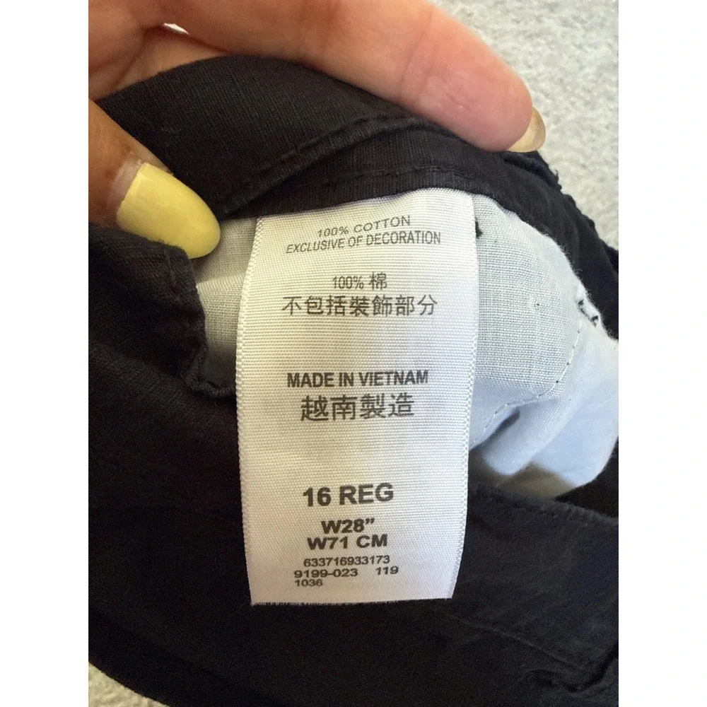Levis Kids Black Cargo Shorts Size 16 Regular W28 Cotton Ripstop Multi Pocket